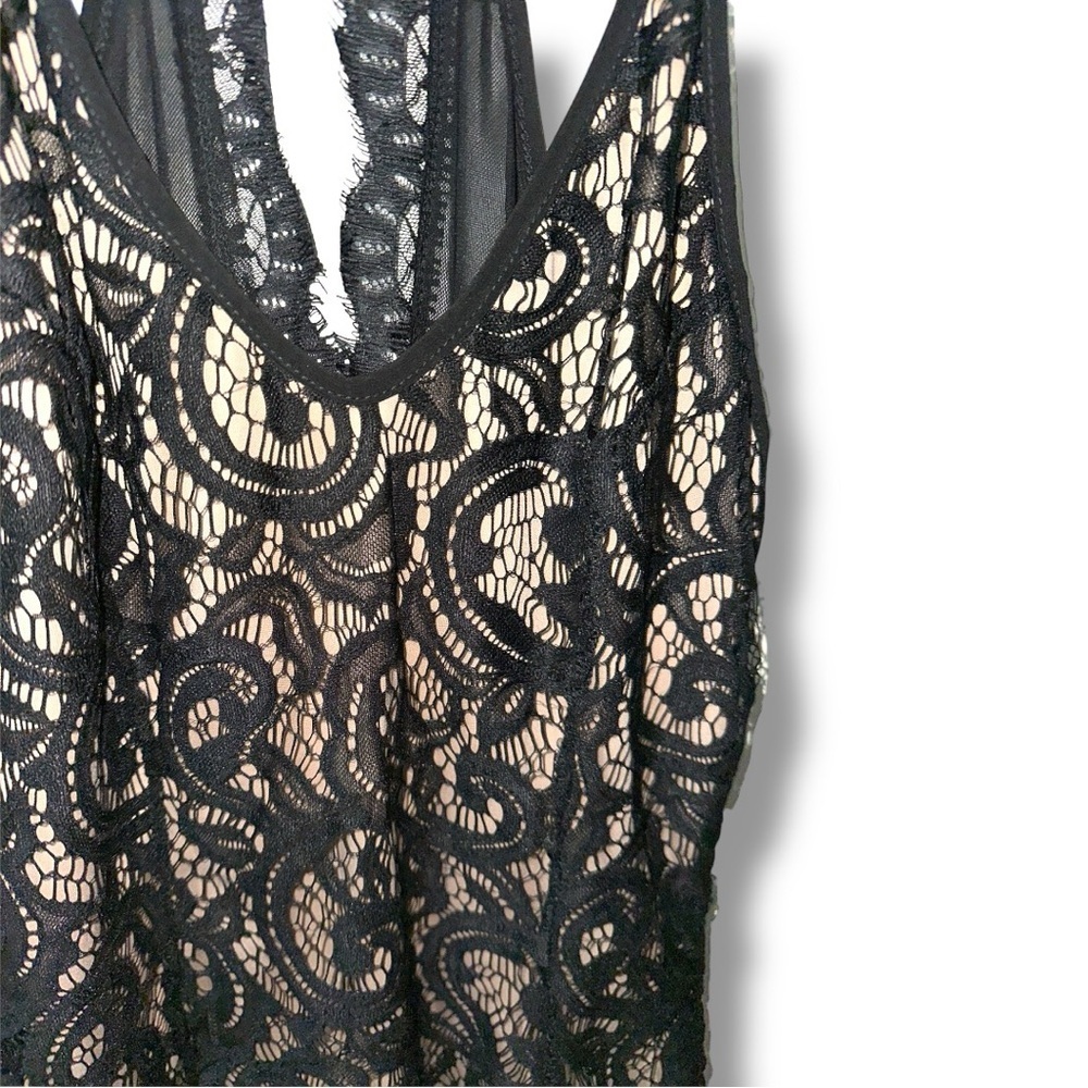 NWOT USA Cotton Black Sheer Floral Lace VNeck Camisole Racerback Tank Top (sz S) - Picture 3 of 12